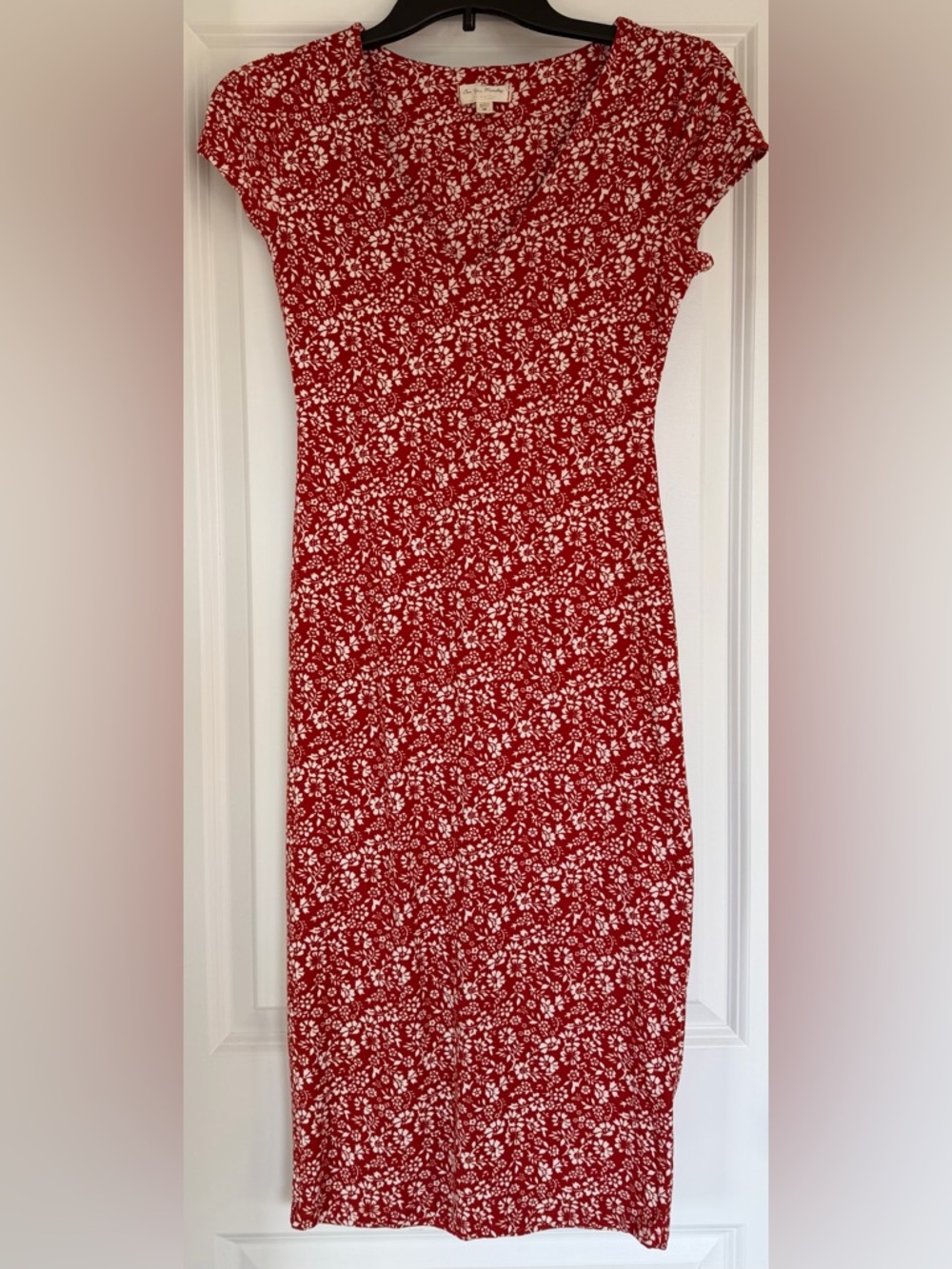 See You Monday Red Floral Midi Dress